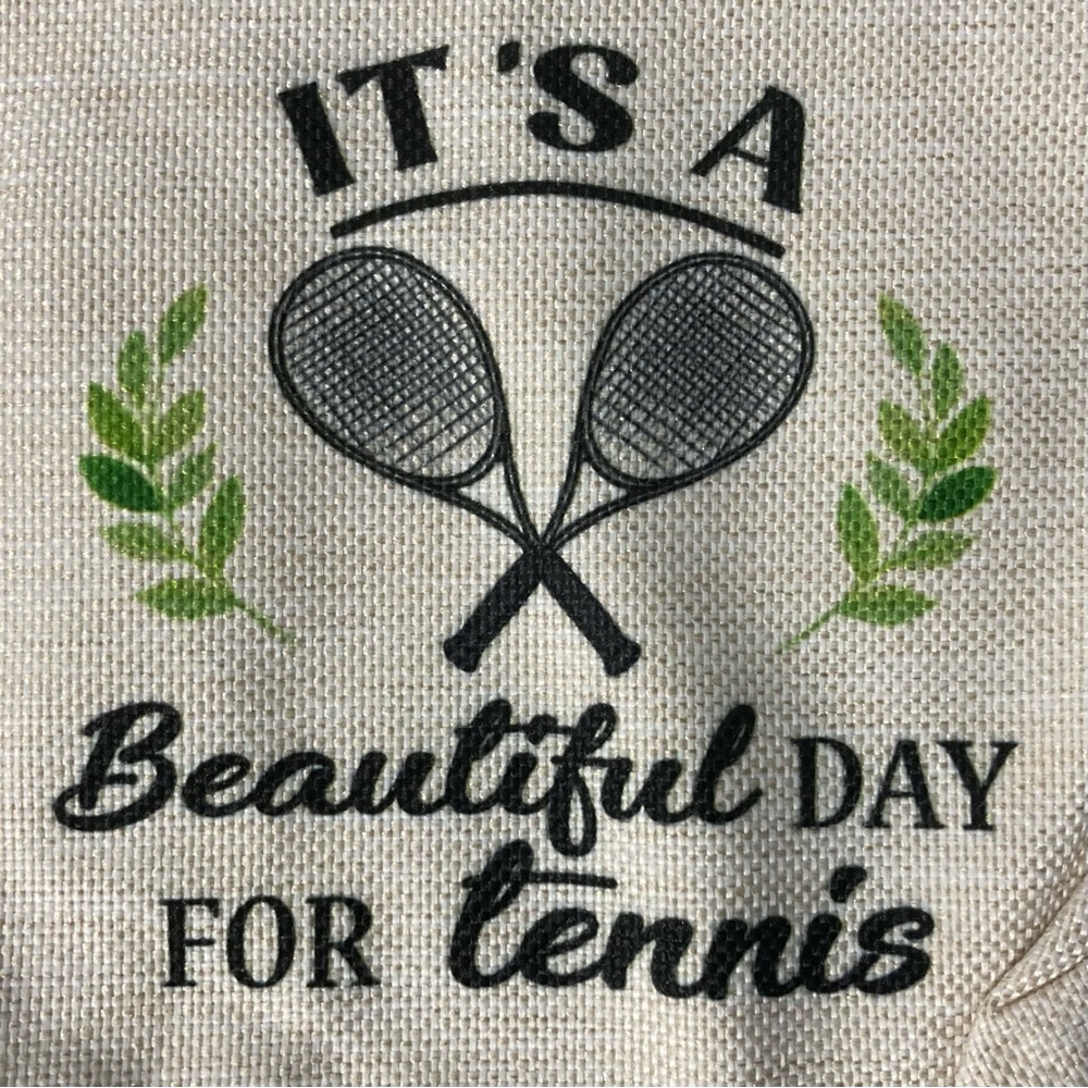 Women’s Sports White Canvas Medium Cosmetic Bag It’s A Good Day To Play Tennis - Picture 3 of 8